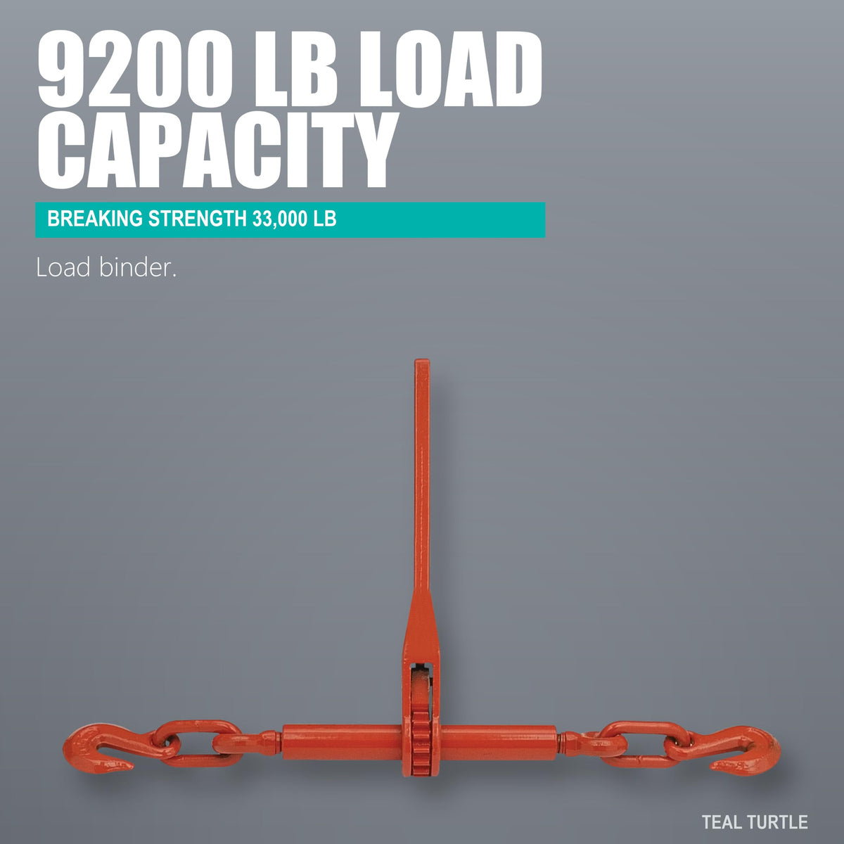 Teal Turtle Ratchet Load Binder, 3/8 to 1/2 Inch, 9200 Lb Capacity 2 Pack