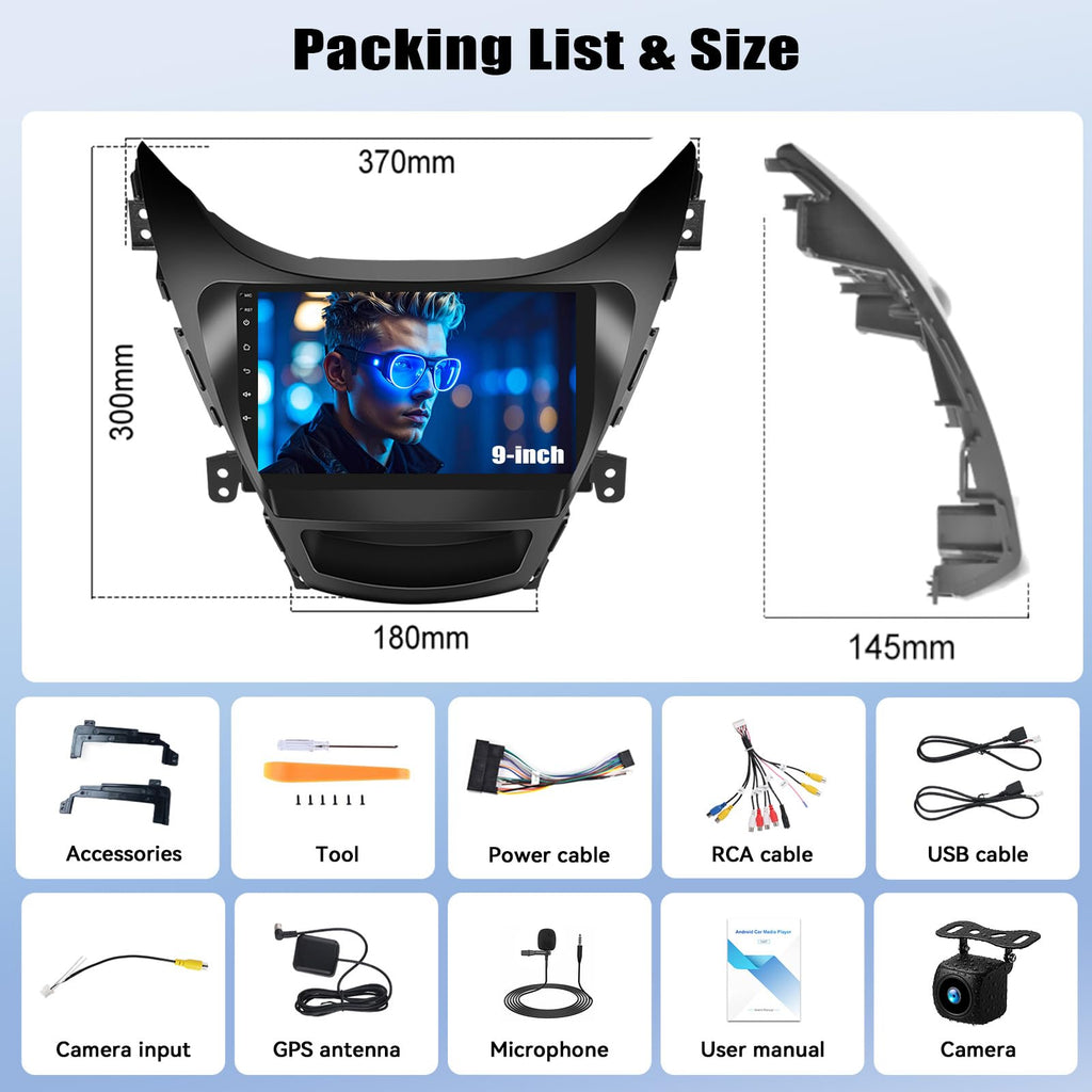 8 Core 6G+128G Android Car Stereo Radio for Hyundai Elantra 2011 2012 2013
