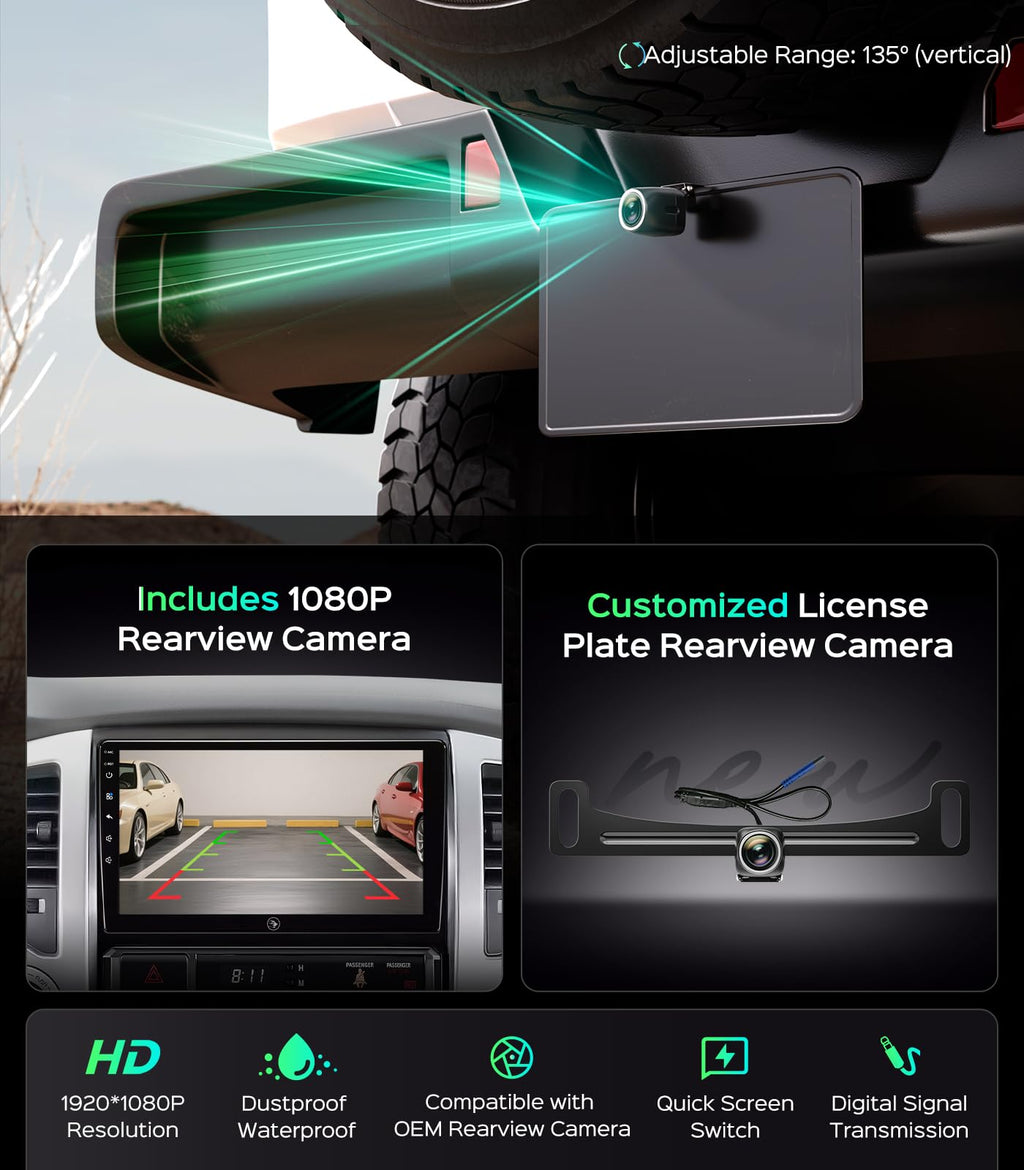 5GHz Wi-Fi6 Car Radio Stereo for Toyota Tacoma 2005-2015, 4+64G Touchscreen Head Unit Bluetooth 5.4 with Android 13/CarPlay/Android Auto/GPS Navigation/FM/RDS Radio/HD Backup Camera (Inches, 9)