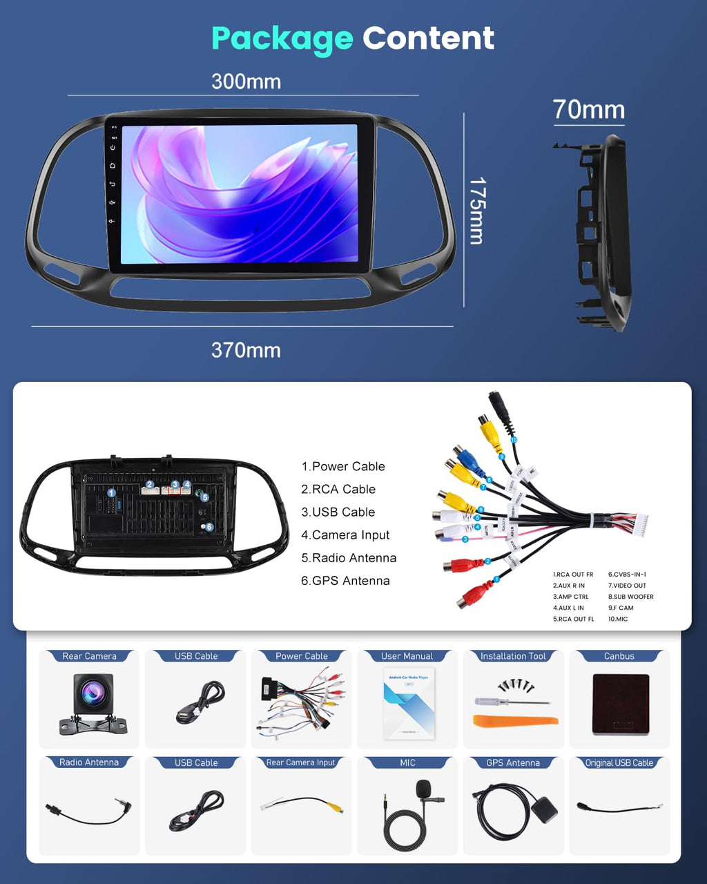 4+64G Car Stereo for Dodge Ram ProMaster City 2015-2021 with Wireless Carplay/Android Auto - 9 Inch Touchscreen Radio with 32EQ DSP/5GHz WiFi/GPS Navigation/Mirror Link/SWC + AHD Rear View Camera