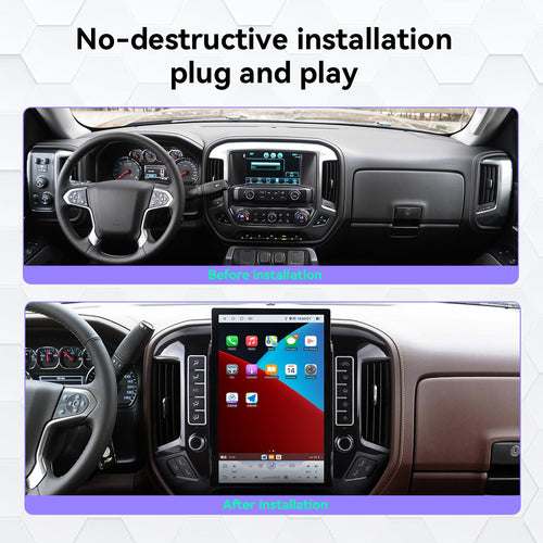 14.4 Inch Tesla Screen Android 13 Car Stereo for Chevrolet Silverado GMC Sierra 2014-2018 Car GPS Navigation Multimedia Player AutoRadio Tape Unit (Black 4-64GB, OEM Screen 4.2-8 inch)