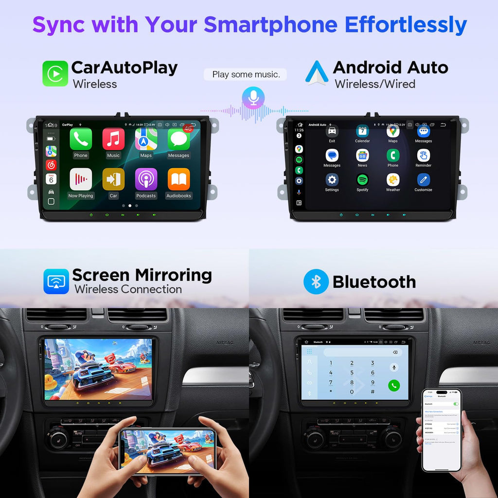 XTRONS Car Stereo for Volkswagen VW Jetta Beetle Tiguan Passat, Android 13 Octa Core 8GB+256GB Double Din Car Stereo Radio, 9” IPS Touchscreen GPS Navigation for Car Built-in DSP Car Play Android Auto