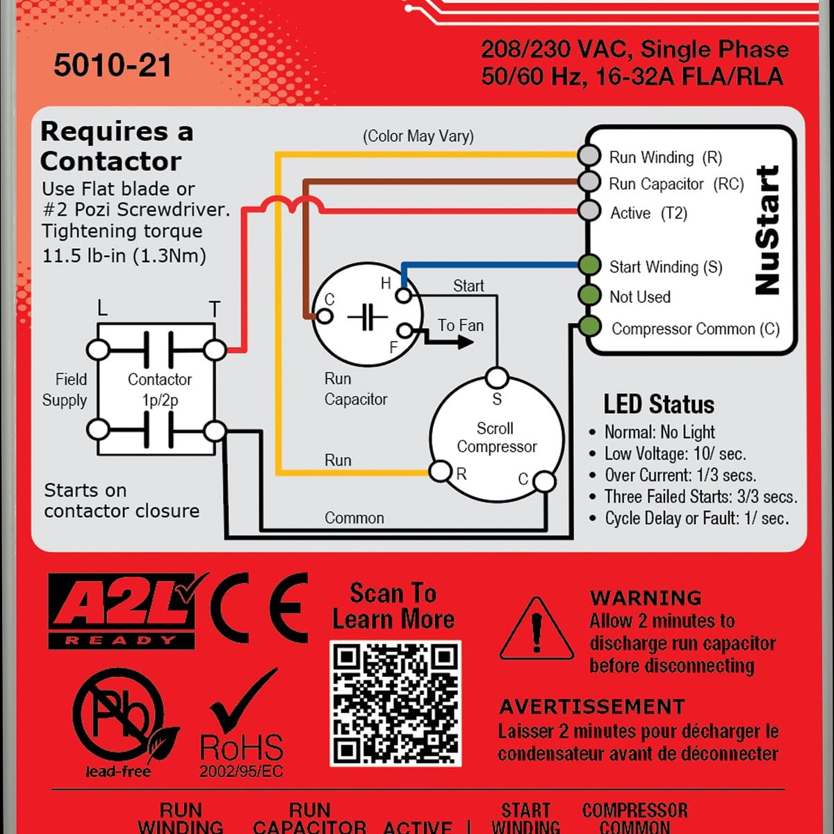 Nu-Calgon 5010-21 Nustart Compressor Soft Starter-16-32 RLA-1 Phase-208/230 VAC for Scroll Compressors