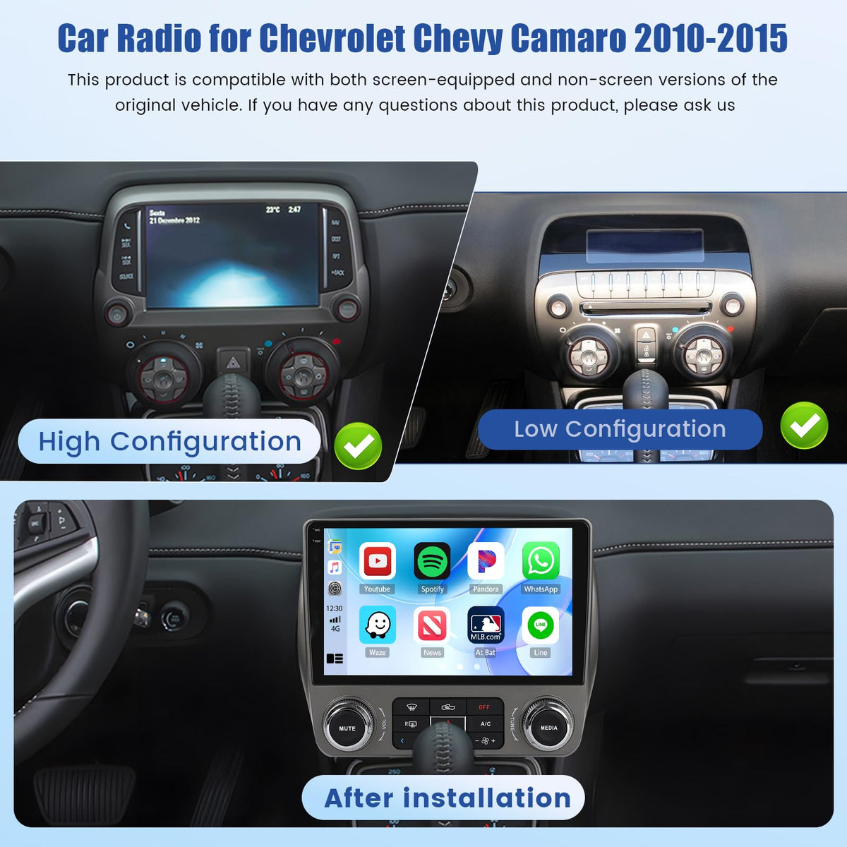 4+64G Android Car Radio for Chevrolet Chevy Camaro 2010-2015 with 5Ghz WiFi