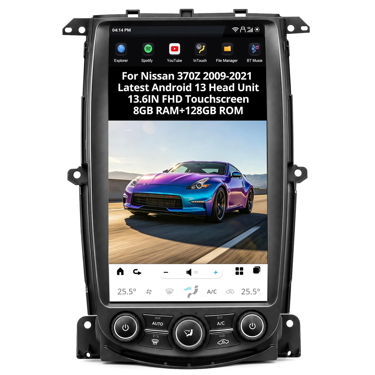AuCar 13.6 Inch Touch Screen Android 13 Car Radio for Nissan 370Z 2009-2021 Head Unit Wireless Carplay Android Auto GPS Navigation Stereo Multimedia Player 8GB RAM 128GB ROM, Black