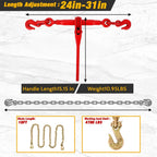 4Pcs Chain and Binder Kit, 3/8"-1/2" Ratchet Load Binders