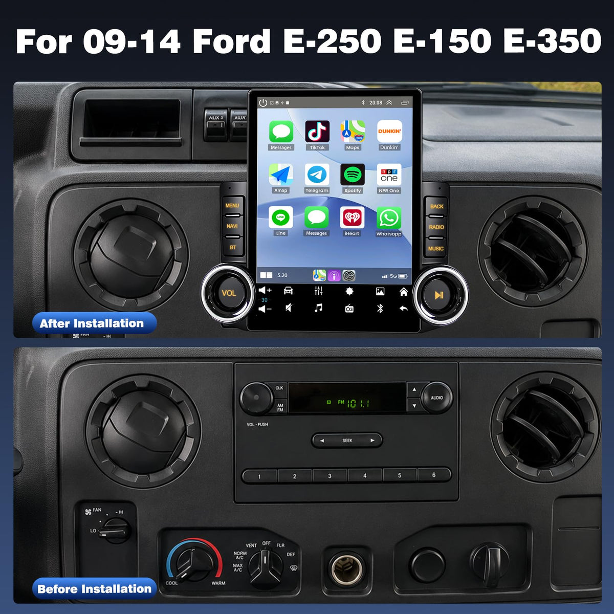 Android 15 Car Radio for Ford E-250 E-150 E-350 2009 2010 2011 2012-2014