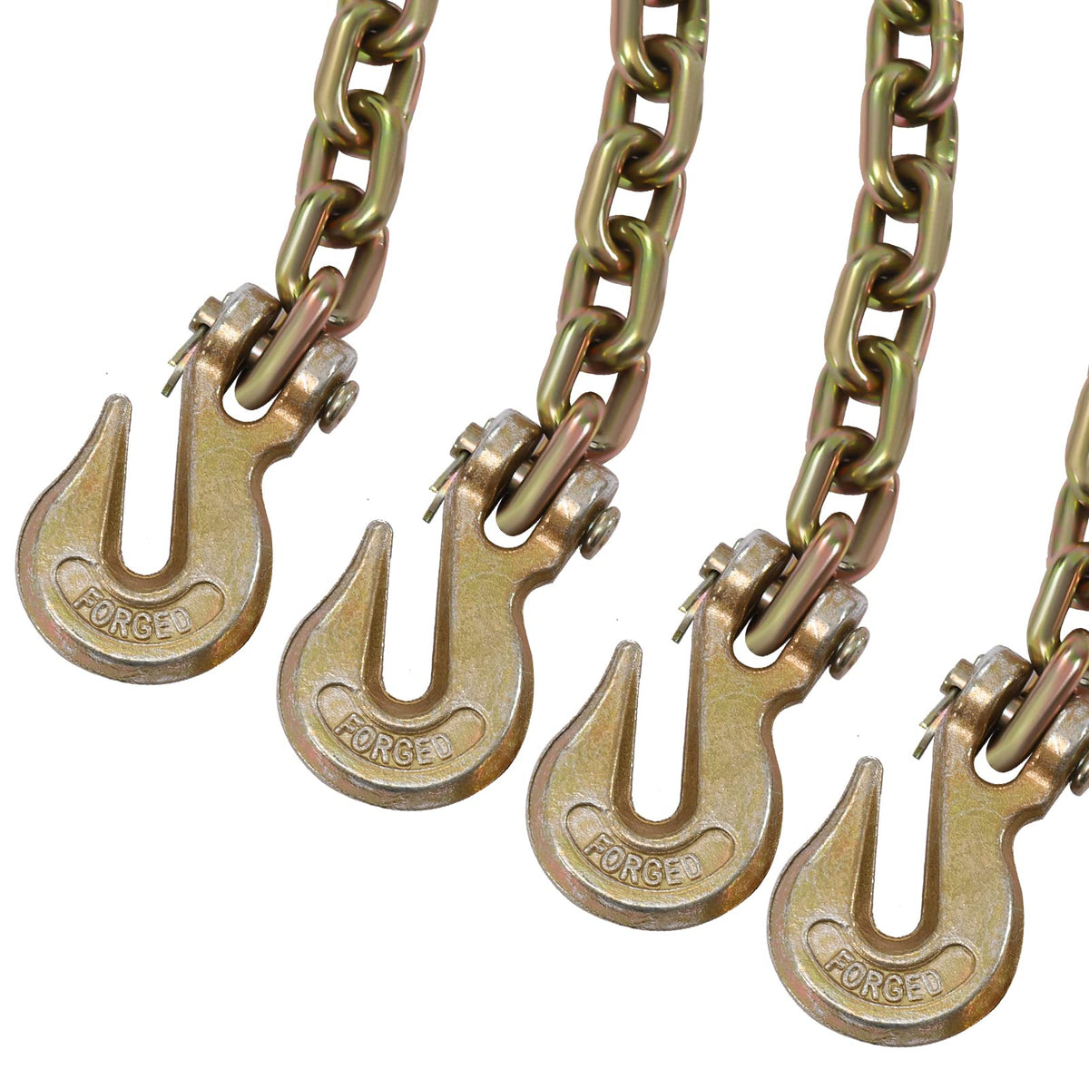 Grade 70 Chain 10,800 Lbs Transport Hauling Load Package - 5/16"-3/8" - Includes Ratchet Load Binder and 5/16"×20 FT Chains - Extended Galvanized Chains - 4 Pack - Red