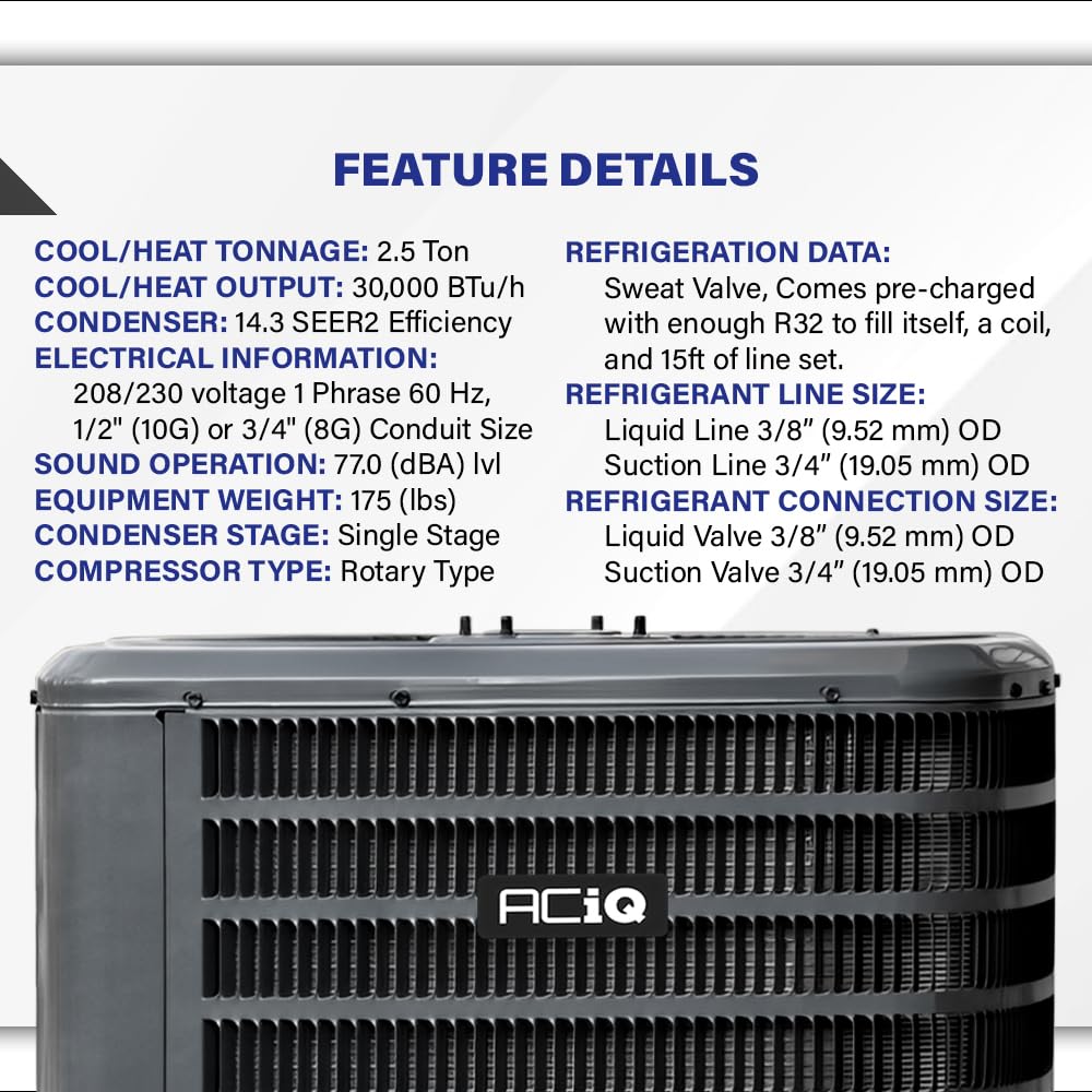 ACiQ 2.5 Ton 14.3 SEER2 Central Air Conditioner Heat Pump Condenser - R32