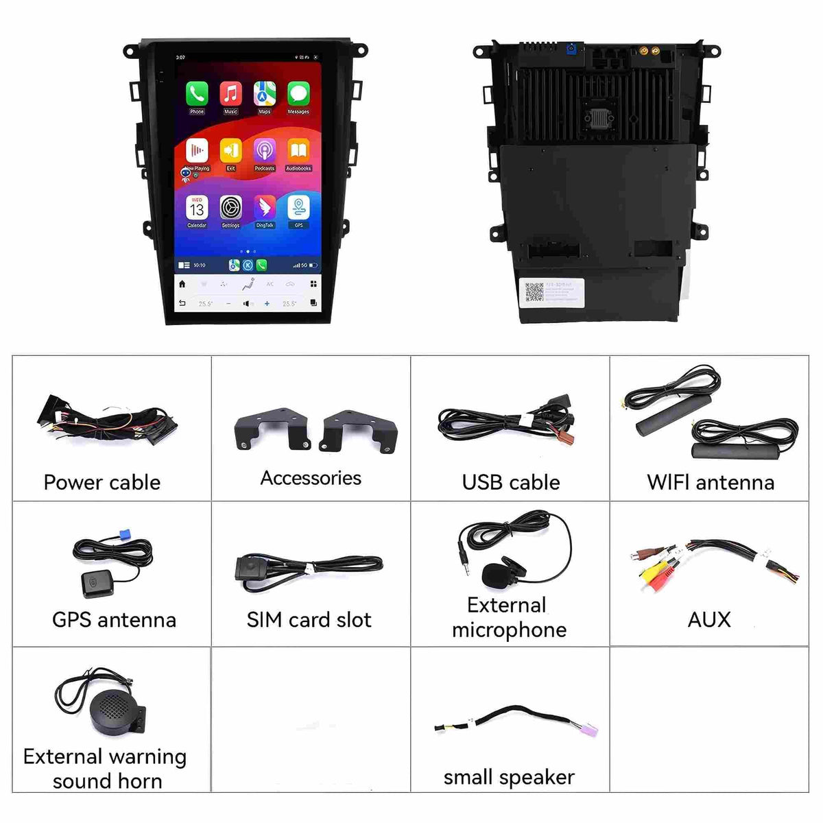 13.6 Inch Vertical Touch Screen Android 13 Car Stereo for Ford Fusion Mondeo 2013-2019, Tesla Style GPS Navigation Multimedia Player Radio Replacement Head Unit Support Original SYNC2