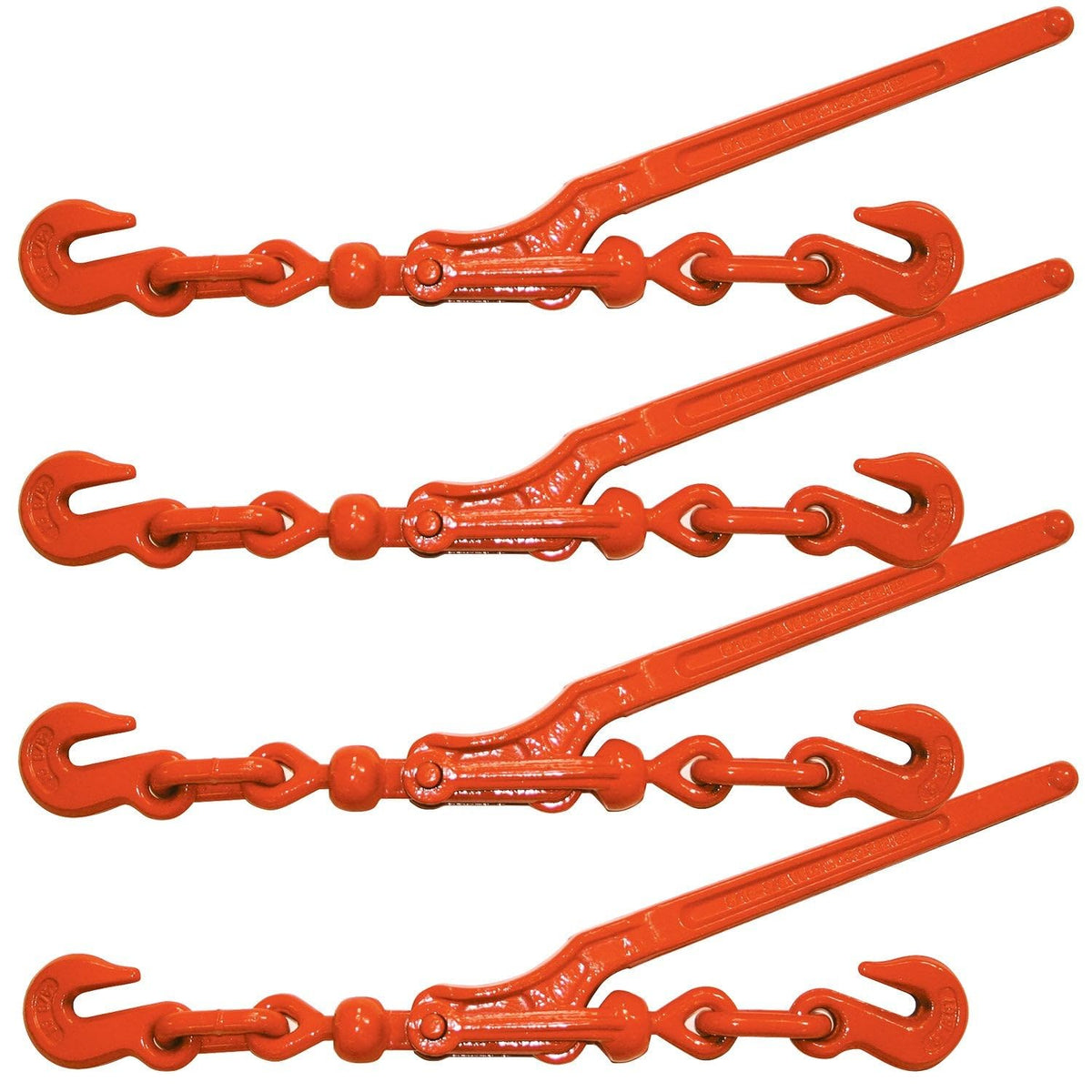 VULCAN Load Binder with 2 Grab Hooks - 4 Pack - Ratchet Style - 7,100 Pound Safe Working Load (Works with 5/16 or 3/8 Inch G70 or G80 Chain)