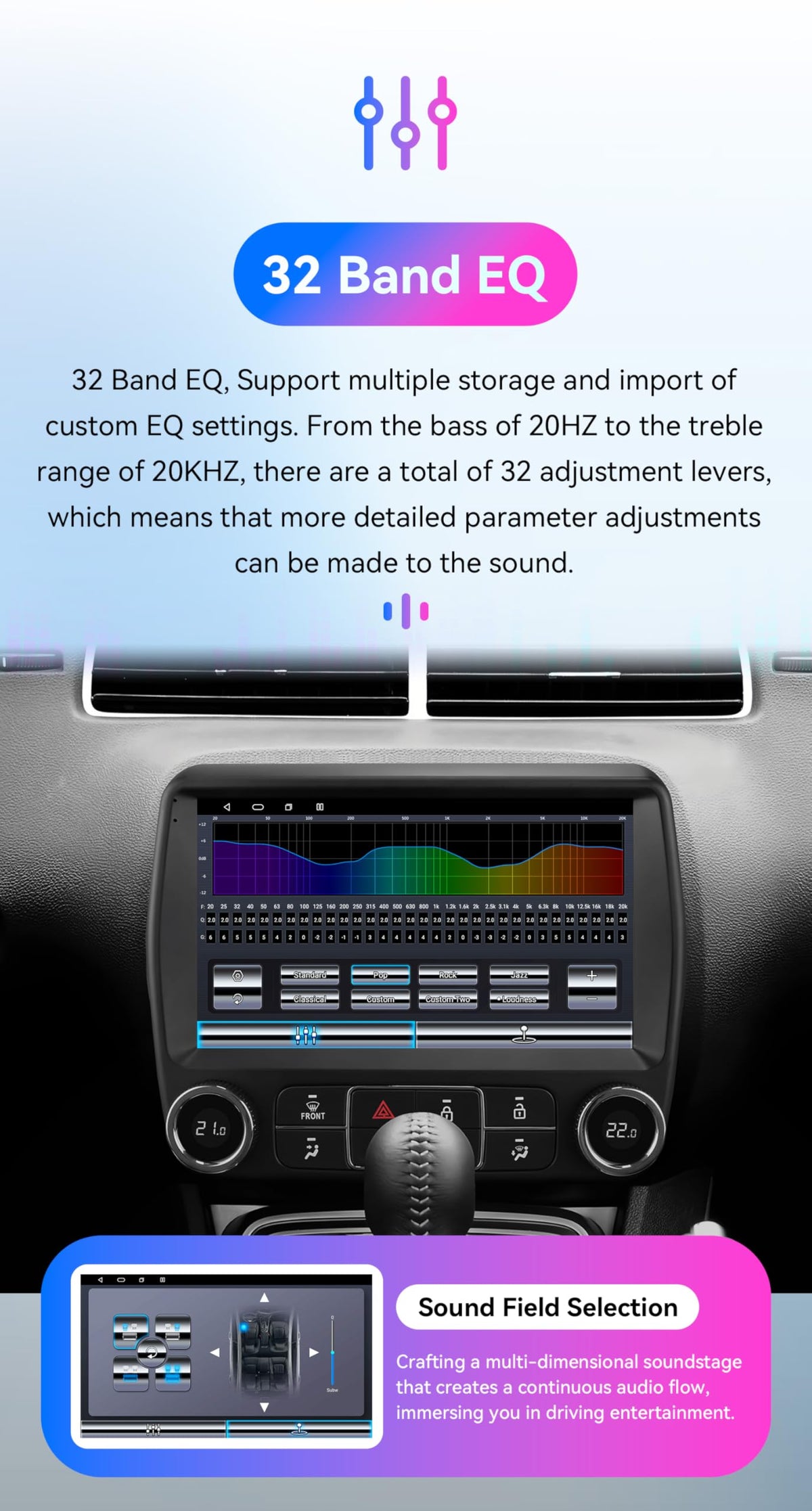 Android 14 Car Stereo Upgrade for Chevrolet Camaro (2010-2015), 8 Core 4G+64G GPS Navigation with 9inch QLED Touchscreen EQ Bluetooth USB OBD2 TPMS Car Tablet