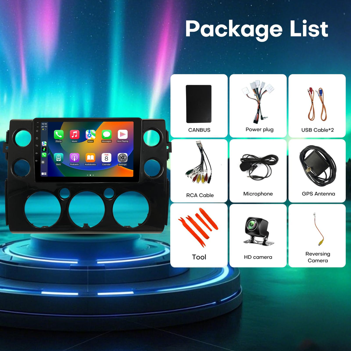 4+64G Car Radio Stereo for FJ Cruiser 2007-2017 Support JBL FJ Radio Upgrade 9 inch Touch Screen with CarPlay Android Auto GPS Navigation SWC Backup Camera