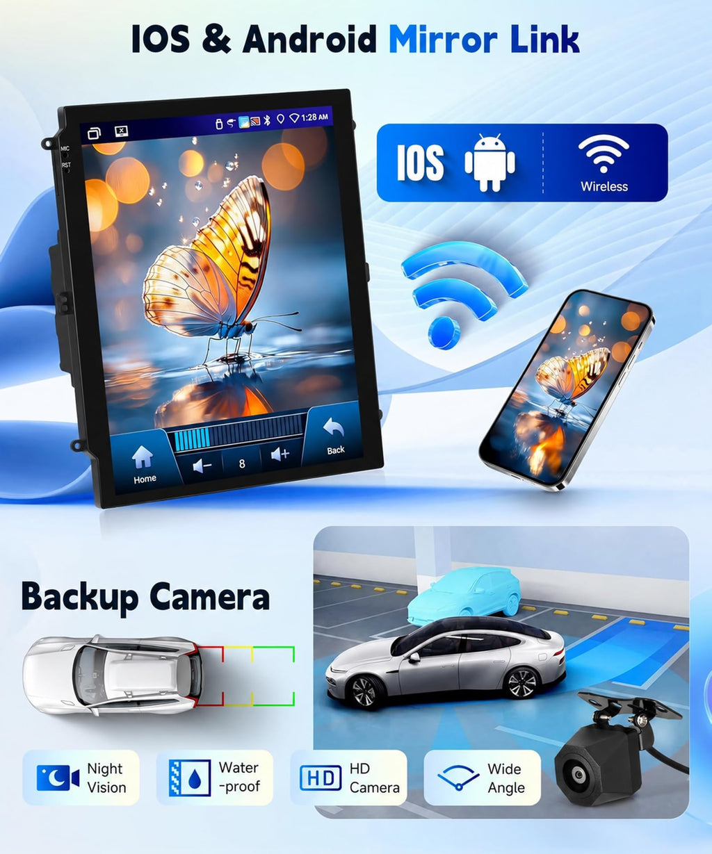 4G+64G Radio for Ford Focus 2012-2018 Car Stereo with Wireless Carplay Android Auto,Bluetooth5.0/32EQ 9.7 inch IPS Touch Screen Android 15 FM/RDS GPS WiFi AHD Backup Camera
