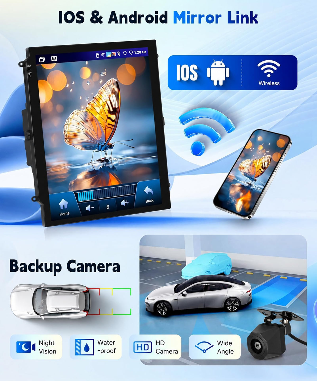 4G+64G Radio for Ford Focus 2012-2018 Car Stereo with Wireless Carplay Android Auto,Bluetooth5.0/32EQ 9.7 inch IPS Touch Screen Android 15 FM/RDS GPS WiFi AHD Backup Camera
