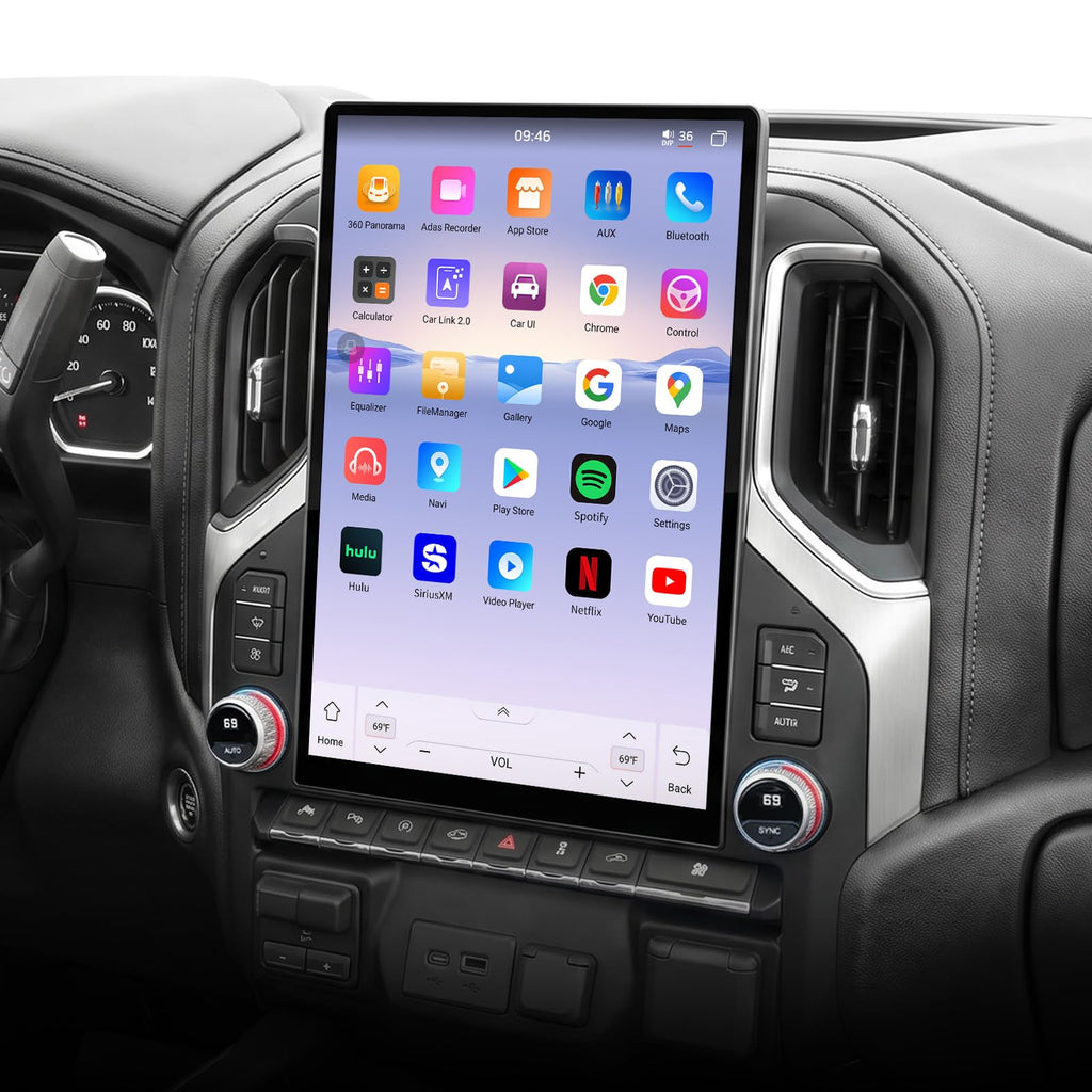2K QLED Radio for Chevrolet Chevy Silverado GMC Sierra 2019-2023,Stereo Replacement,QLED Touch Screen,8core CPU,Carplay and Android Auto,4GB RAM 64GB ROM,8Core CPU