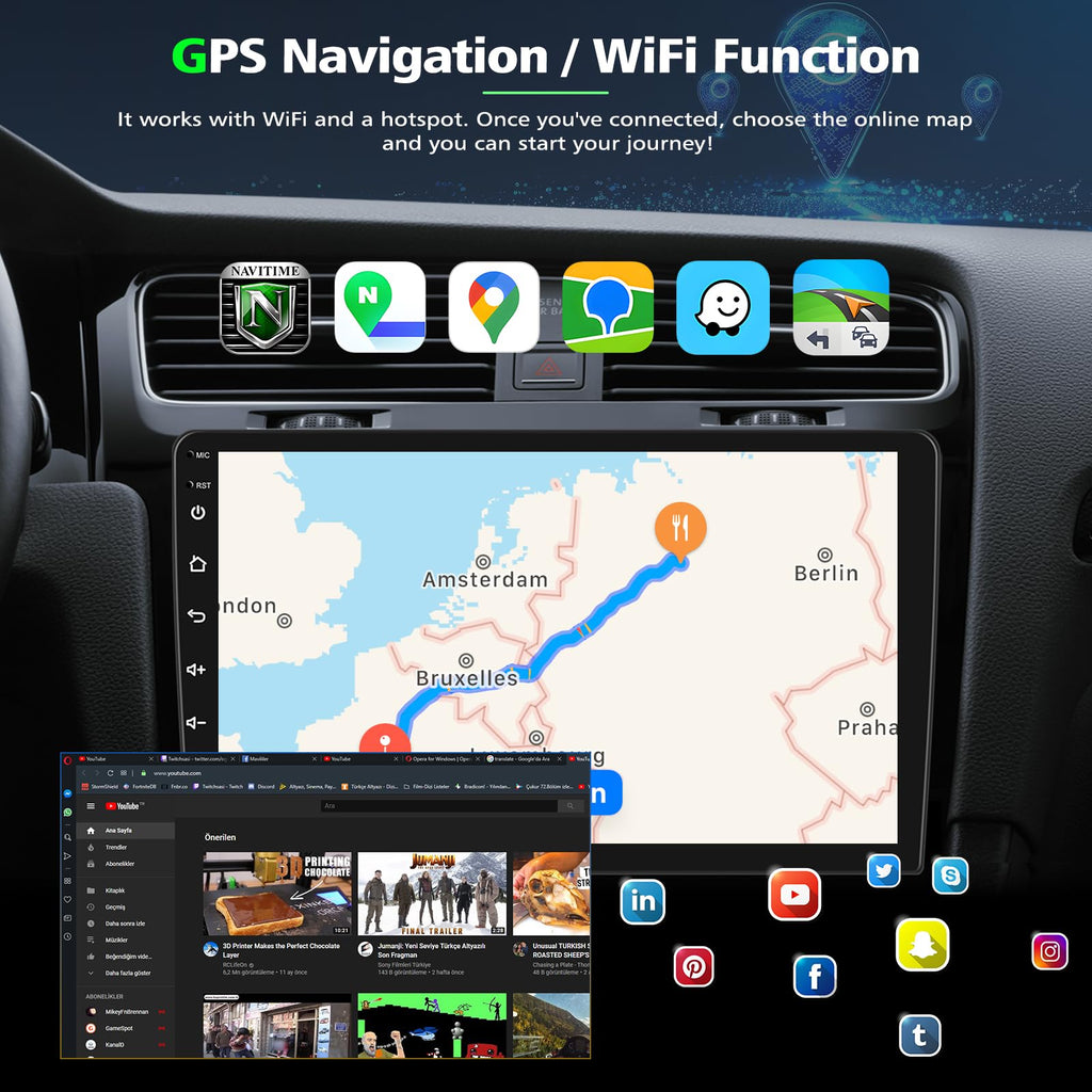 Car Stereo for Cadillac Escalade 2007-2014 with Wireless Carplay Android Auto,9.7 inch HD Touchscreen Car Radio with Bluetooth GPS WiFi SWC FM RDS DSP AHD Backup Camera-2+32G