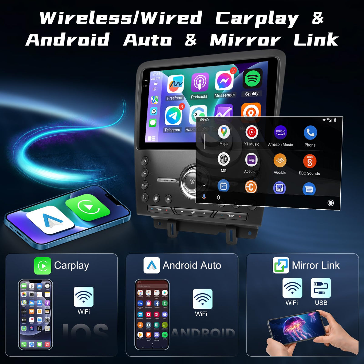 [4+128G] Car Stereo for Ford Mustang 2010-2014, Carplay and Android Auto