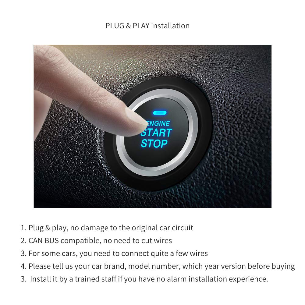 EC002PP Remote Starter with PKE Passive keyless Entry, Push Start Button, Fit for Key Start Gas Engine Jeep Wrangler 10-18 only firmware preloaded