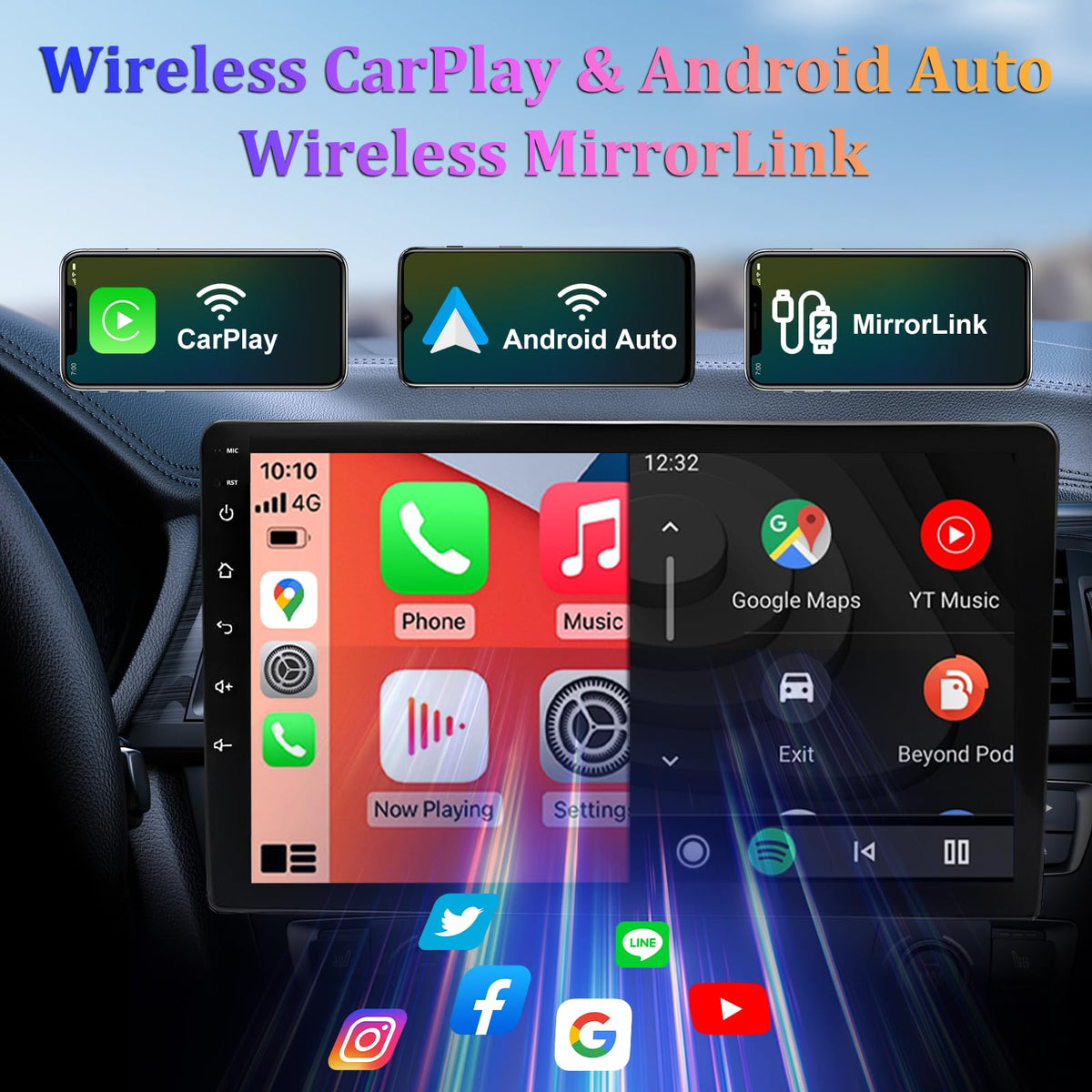 10 inch Car Stereo Radio for Jeep Grand Cherokee 2014-2022, Android 13 Car Stereo Radio w/CarPlay &Android Auto Radio, Support WiFi GPS Navigation Bluetooth AHD Backup Camera - 2+32G
