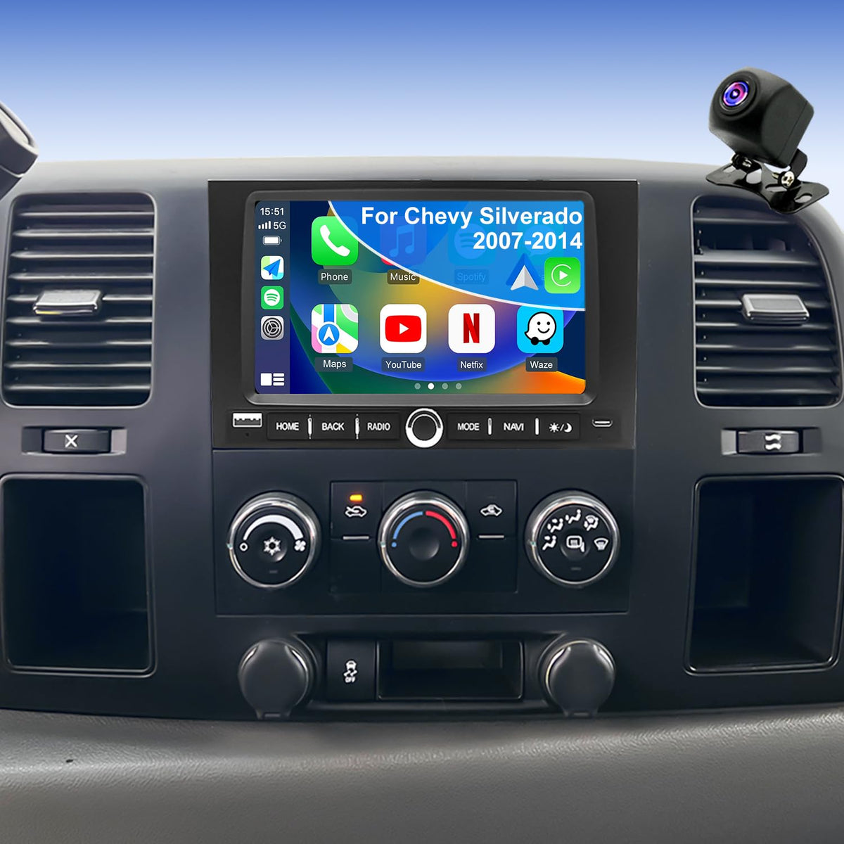 4+64GB 5GWiFi6 Upgrade Car Radio for Chevy Silverado 1500 GMC Sierra 1500 2007-2013, Tahoe Yukon 2007-2014, Equinox Acadia Savana 10" Touch Screen Stereo, Wireless Carplay Android Auto Camera GPS FM