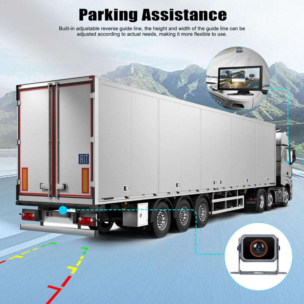 10.36 inch Backup Camera for RV Trucks Pickups Bus Trailers Caravans IPS HD Screen DVR Recording Reverse Monitor 5 Split Screen Waterproof Night Vision Stable Signal DIY Parking Lines