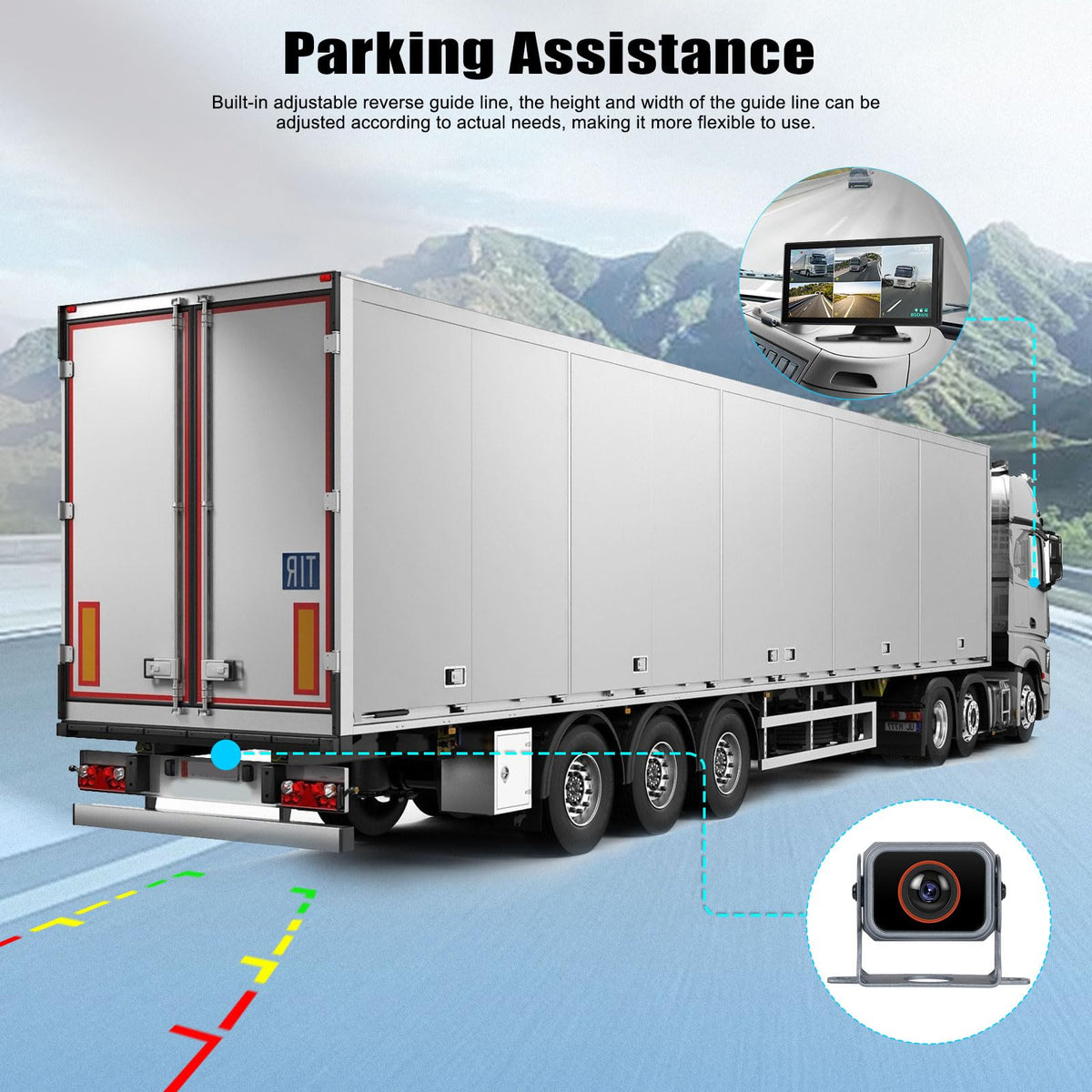 10.36 inch Backup Camera for RV Trucks Pickups Bus Trailers Caravans IPS HD Screen DVR Recording Reverse Monitor 5 Split Screen Waterproof Night Vision Stable Signal DIY Parking Lines
