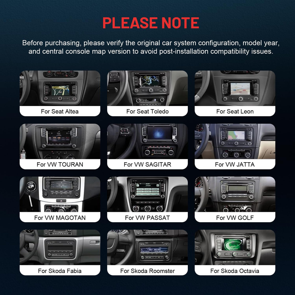 Wireless CarPlay Car Stereo for VW 7" Double Din Radio with Backup Camera