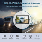 AHD Truck Backup Cameras with Monitor, 10.1’HD Quad Split Screen Monitor 4 Cameras 1080P Backup Camera for Trucks Trailer RV Bus Travel