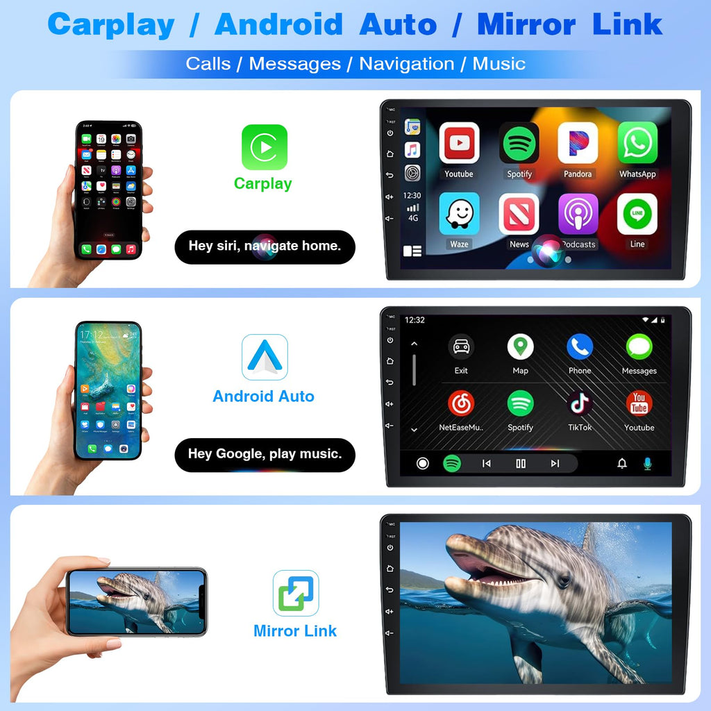 Car Radio for Honda Accord 2003 2004 2005 2006 2007 Wireless Carplay & Android Auto, 10 Inch IPS Touch Screen for Honda Accord Car Stereo Bluetooth in Dash GPS WiFi Backup Camera SWC-2+32G