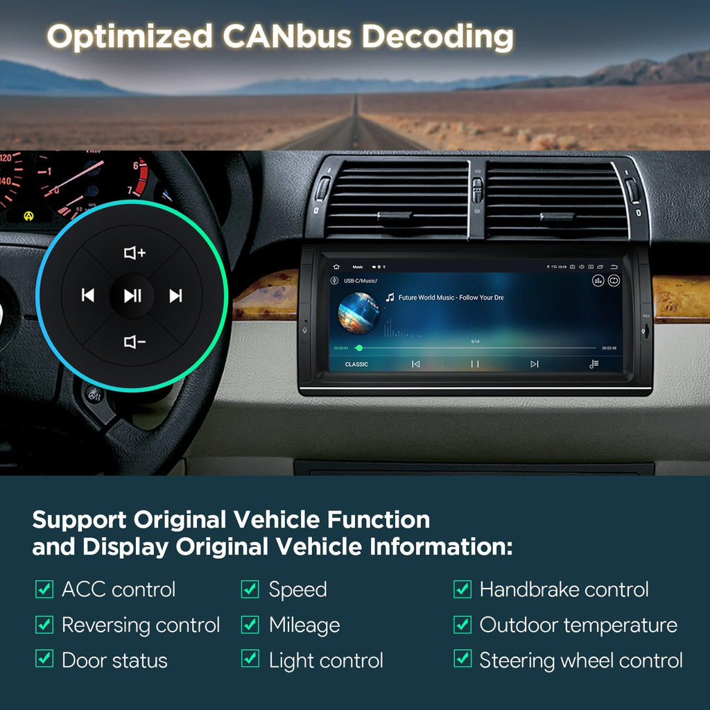XTRONS Car Stereo for BMW X5 E53, Android 14 Qualcomm Octa Core 8GB+256GB Car Radio, 10.25” QLED Touch Screen GPS Navigation for Car Bluetooth Head Unit DSP CarPlay Android Auto 5GHz WiFi