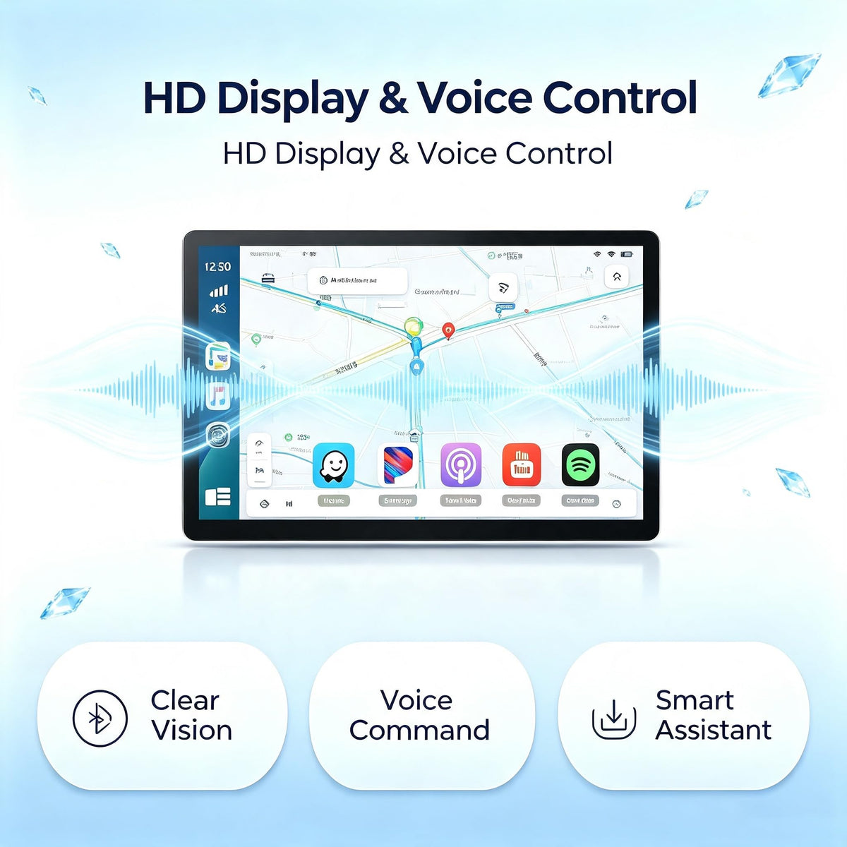 13 inch Car Stereo for 【Hyundai Santa Fe 2006 2007 2008 2009 2010 2011 2012】 Wireless Carplay Android Auto, 2K 1920*1200P Touch Screen Stereo with GPS, Bluetooth, WiFi, FM Radio+ Backup Camera, 2+64G