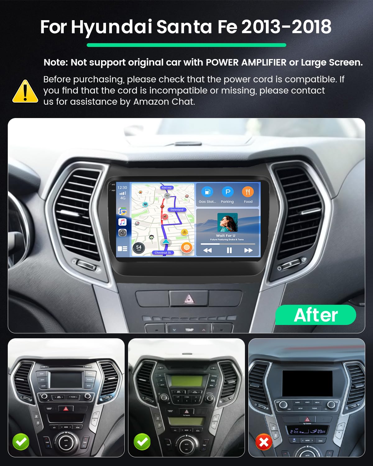 [Roinvou] 4+128G 9" Android15 Car Radio for Hyundai Santa Fe IX45 2013-2018