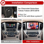 [4GB+64GB] Car Stereo Radio for Chevrolet Suburban Tahoe Yukon 2015-2019 | Android 15 | Octa-Core 10.1" Touchscreen | Wireless CarPlay & Android Auto | GPS WiFi Bluetooth | FM AM RDS | SWC