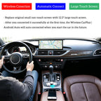 12.3" Wireless CarPlay Android Auto Mirroring Car Infortainment Linux Touchscreen Stereo Radio Aftermarket Touch Screen Upgrade Compatible with Audi A6 A7 C7 MIB2 MHI2 Models 2016-2018