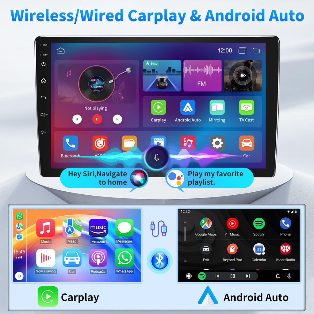 4+64G Double Din Car Radio Stereo Upgrade for 2008-2010 Chrysler Town & Country Android 14 Wireless Carplay Android Auto 7" Touch Screen GPS Navi Head Unit Radio Bluetooth WiFi BT SWC+Backup Camera