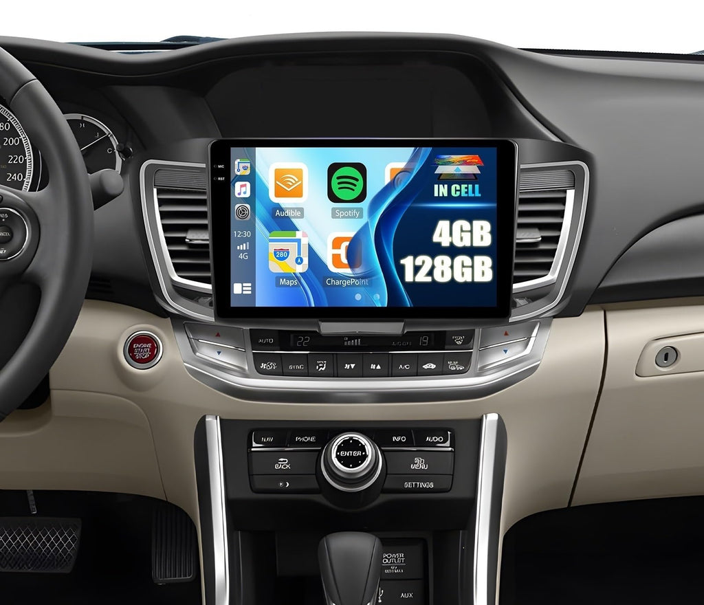 CAMECHO 4G+128G for Honda Accord EX-L 2013 2014 2015 Android 15 Car Stereo with Wireless CarPlay Android Auto 10" Incell 1280 * 720 Touch Screen Head Unit with GPS Bluetooth RDS FM Backup Camera