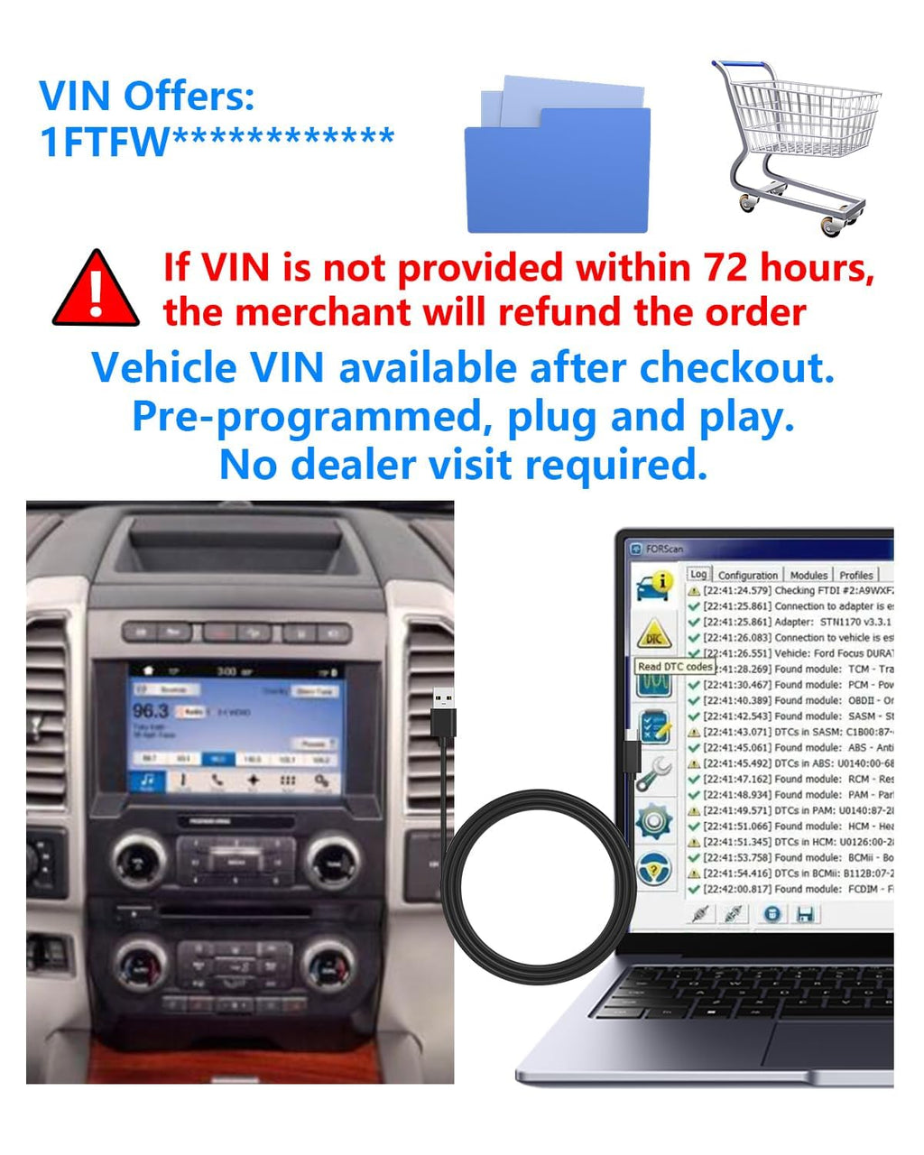 SYNC 2 to SYNC 3 Upgrade Kit Carplay 3.4 NA223 Diplay GPS Navigation