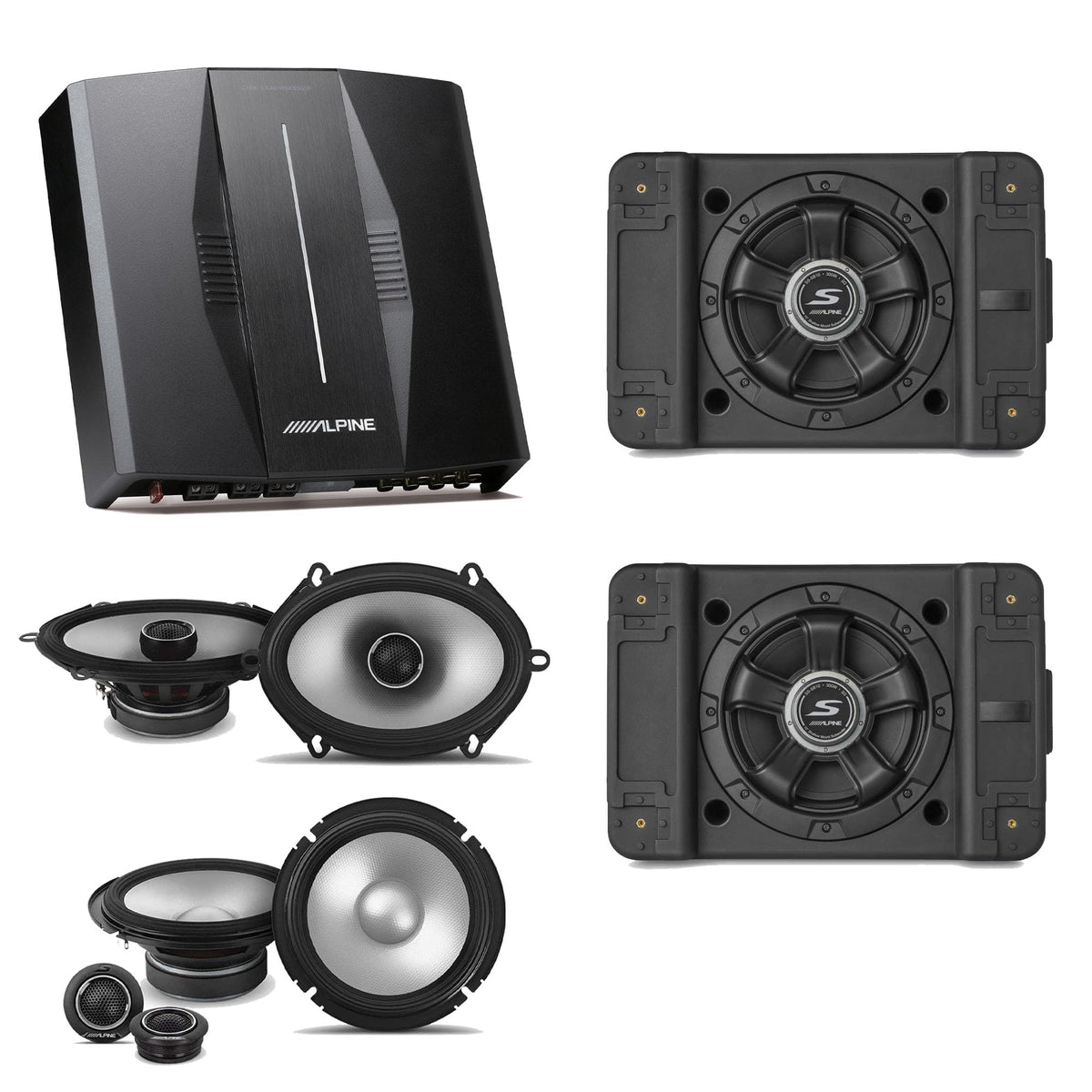 Alpine PXE-C80-88 OPTIM8 8-Channel Hi-Res DSP Amplifier w/ (2) SS-SB12 Subwoofer, S2-S65C 6.5" & S2-S68 Bundle