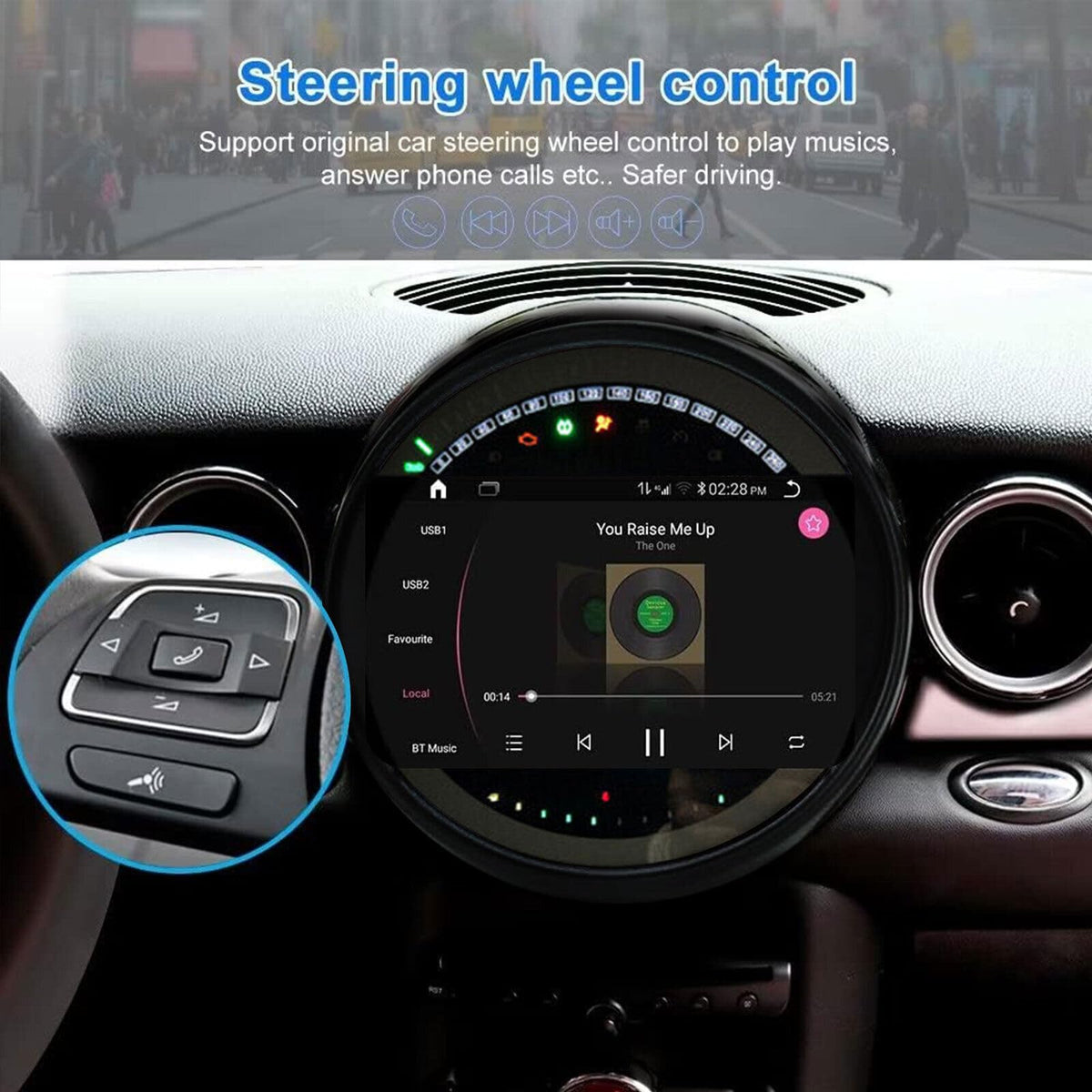 Car Stereo Radio for BMW Mini Cooper R56 2007-2014，9” Touch Screen Car Radio Receiver with Wireless/Wired Carplay Android Auto GPS Navigation Head Unit Bluetooth WiFi Rear Camera - 2G+32G