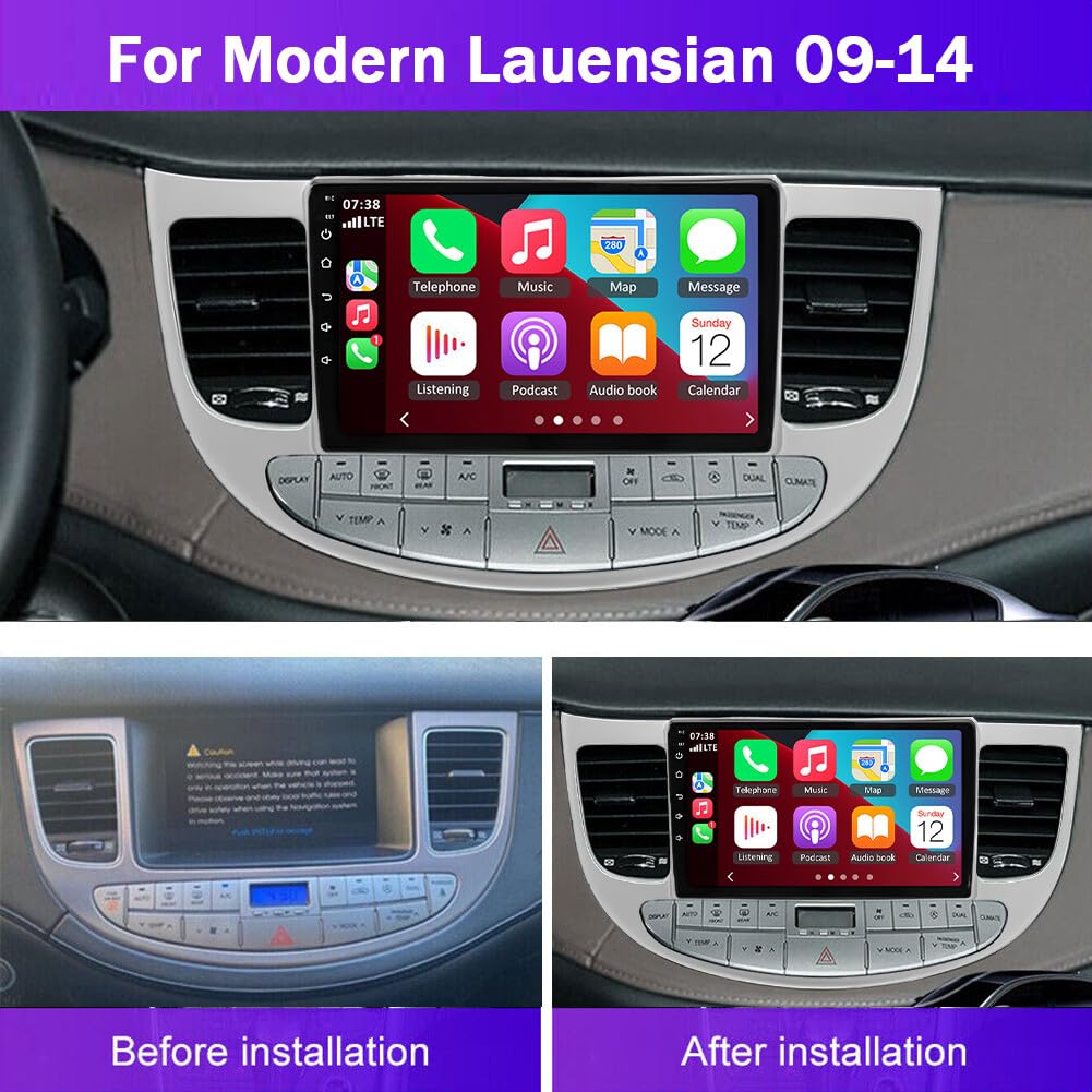 4+64G Double Din Car Stereo for Hyundai Genesis Sedan 2009-2014 Radio Upgrade, 9 Inch Touch Screen Radio Android 13 Car Radio with Wireless Carplay Android Auto Bluetooth GPS AHD Backup Camera WiFi