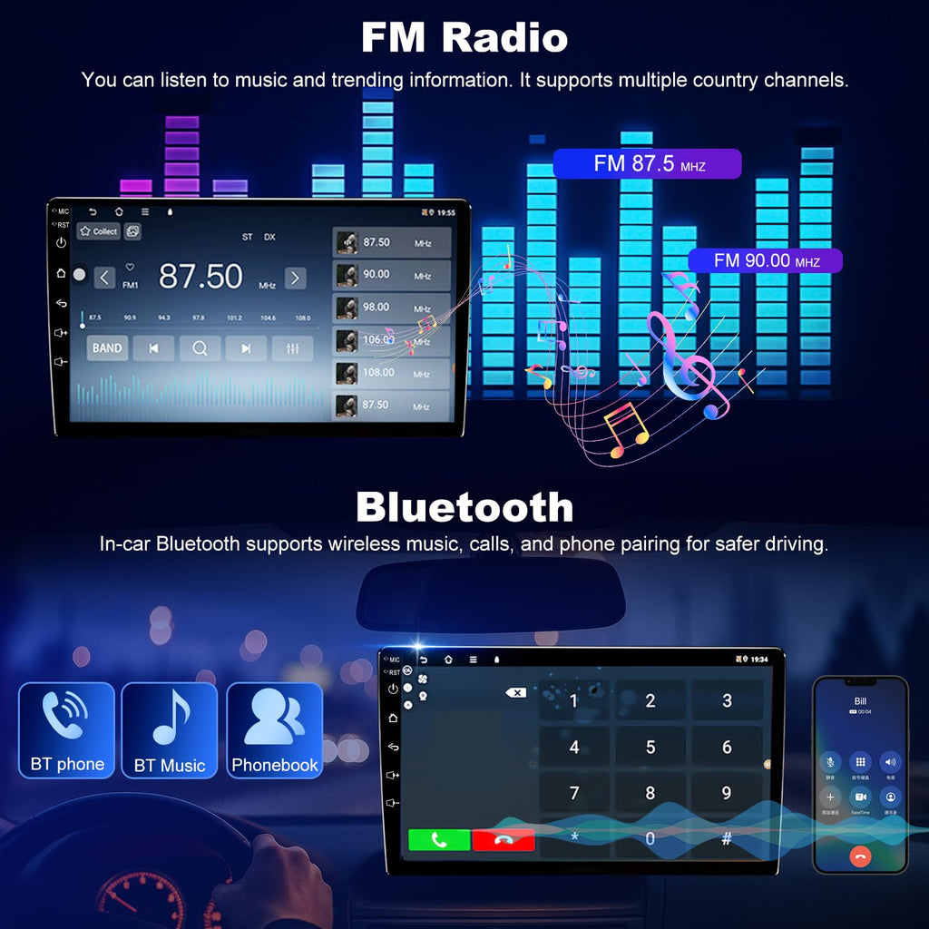4+64GB 5GWiFi6 Upgrade Car Radio for Chevy Silverado 1500 GMC Sierra 1500 2007-2013, Tahoe Yukon 2007-2014, Equinox Acadia Savana 10" Touch Screen Stereo, Wireless Carplay Android Auto Camera GPS FM
