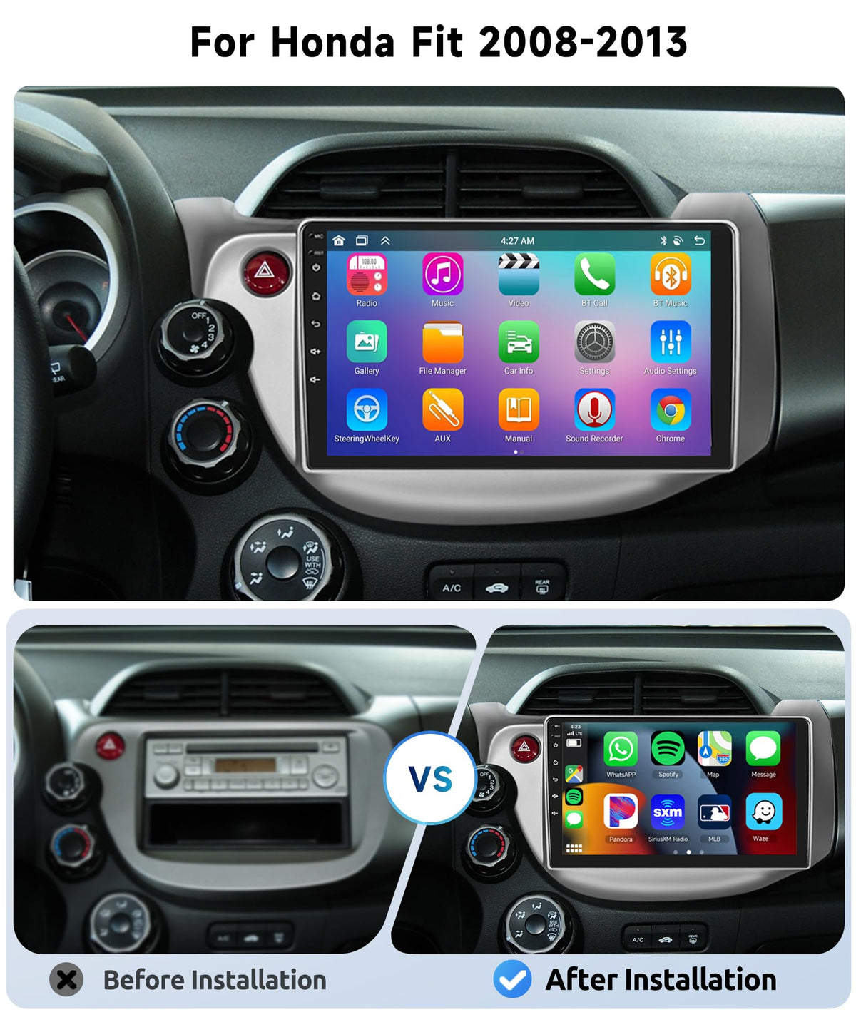 8 CORE 6G+128G Car Radio for Honda Fit 2008-2013 Wireless Carplay