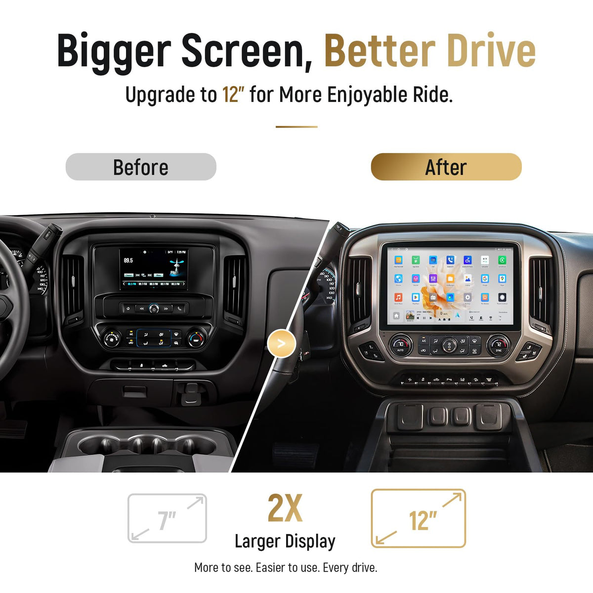 12" QLED Android Car Stereo for Chevy Silverado & GMC Sierra 2014-2019