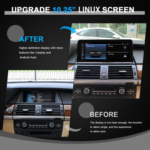 10.25" Linux CarPlay Screen for BMW X5 X6 E70 E71 CIC 2010-2012