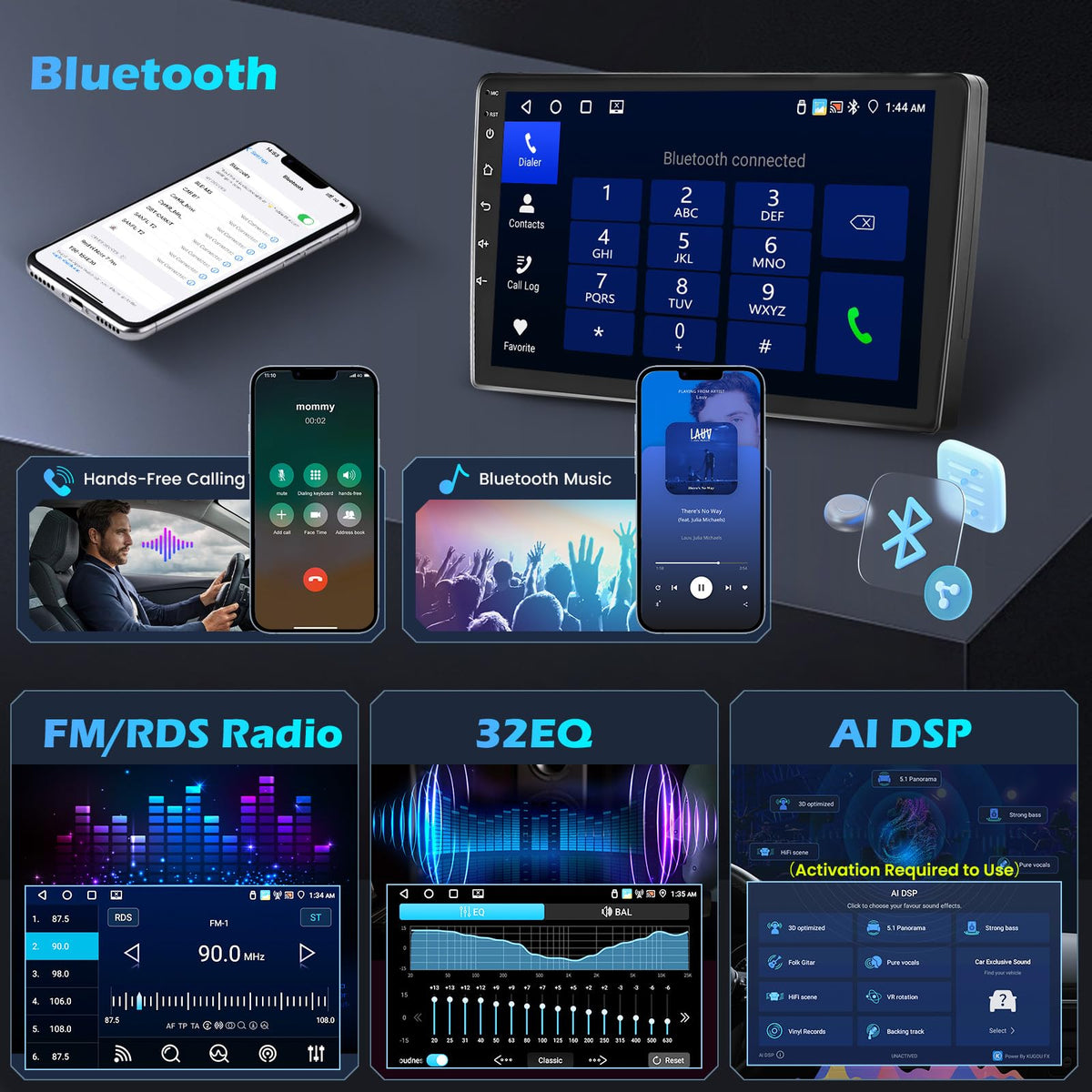 4+64G 10'' Android 15 Car Stereo for Mitsubishi Lancer 2008-2017