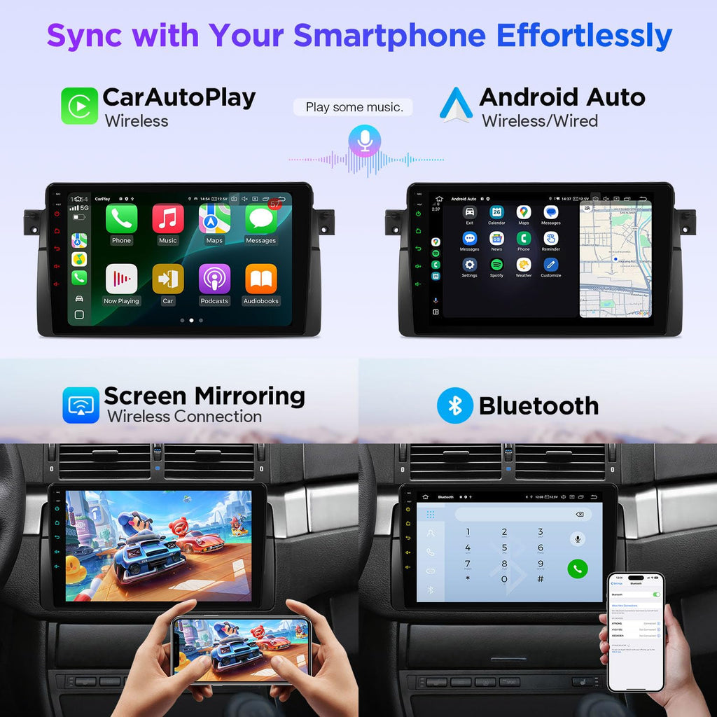 XTRONS Car Stereo for BMW E46 M3 Rover 75 MG ZT, Android 14 Qualcomm 665 Octa Core Car Radio, 9” QLED Touch Screen Head Unit GPS Navigation Bluetooth Built in DSP CarPlay Android Auto (8+256GB)