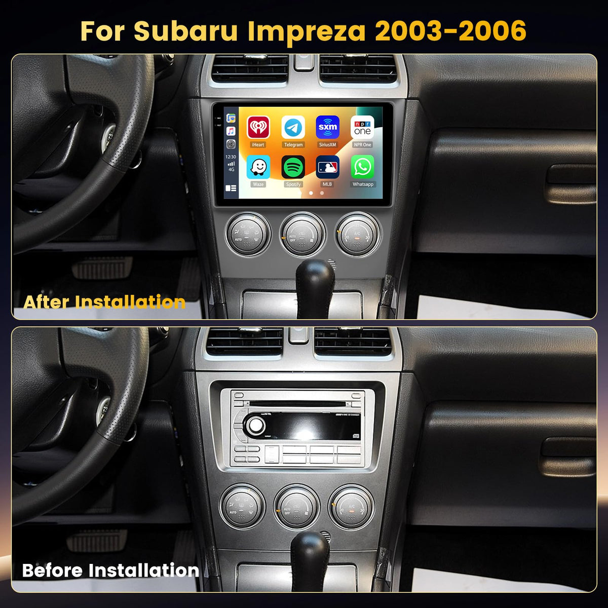 4+128GB Android 15 Car Stereo for Subaru Impreza 2003-2006 Wireless Carplay Android Auto, 9 Inch Incell Touch Screen Car Stereo with GPS, Backup Camera, Bluetooth, FM/RDS, EQ, WiFi, SWC