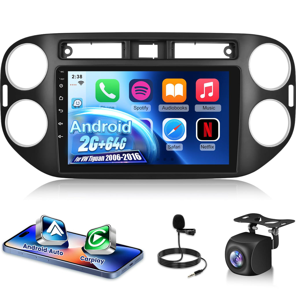 [4+128G] Android Car Stereo for VW Tiguan 2006-2016, 9 Inch Carplay Radio