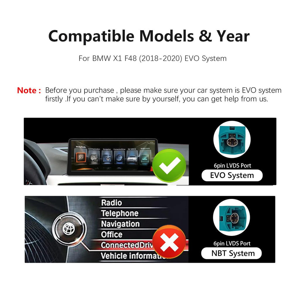 Ultra Narrow 12.3-inch 1920 * 720 Car Radio for BMW X1 F48 2018-2020 EVO Carplay Android Auto Multimedia Audio Stereo Touchscreen Bluetooth with Reverse Camera (Linux EVO System)